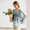 OLrain欧芮儿蓝色晕染雪纺衫女冬季2024年新款度假风慵懒绑带小衫 商品缩略图3
