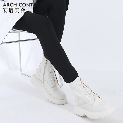 【活动价】ARCHCONTACT安启美奈圆头绑带厚底加绒女靴52190 商品图2