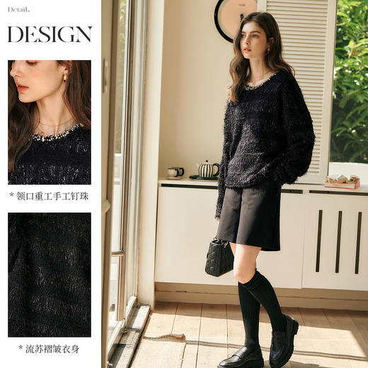 OLrain欧芮儿法式加厚卫衣女春季2025年新款温柔设计感水滴扣上衣 商品图4