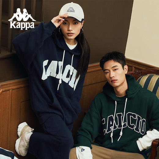 Kappa卡帕背靠背新款连帽卫衣男运动休闲针织套头衫纯棉上衣女款K0FW2MT19 商品图0