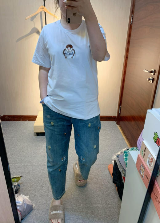 水淼2025春新品纯棉显瘦百搭刺绣小女孩大码短袖T恤0257 商品图5
