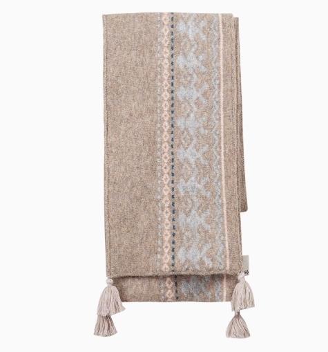 Simple Project/A24250/费尔岛民族图案骆驼绒流苏围巾 商品图4