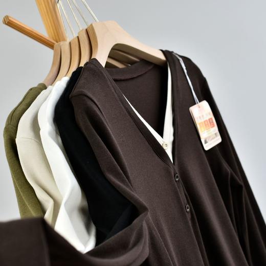 丁摩 【撞色天鹅衫】新款美雅碧棉v领假两件撞色针织开衫打底衫上4ZF-120902 商品图1