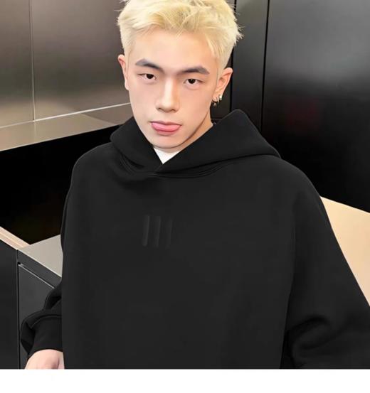 FOGFEAROFGODESSENTIALS联名三杠硅胶印花重磅高街短袖情侣款连帽卫衣男女同款（UY*BG) 商品图3