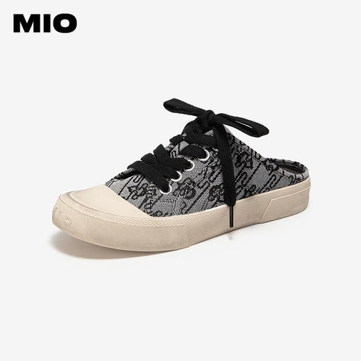 MIO米奥做旧帆布鞋拖鞋春季新款脏脏凉鞋休闲圆头一脚蹬女鞋M252251305 商品图1