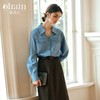 OLrain欧芮儿法式蓝色衬衫女冬季2024年新款翻V领牛仔长袖衬衣 商品缩略图0