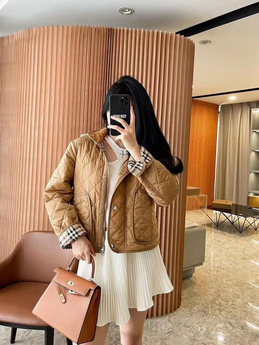 巴家 灯芯绒领拼接绗缝菱格连帽棉衣外套（UY*GH215） 商品图3