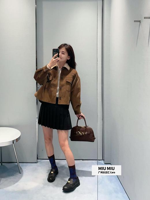 缪缪24Fw秋冬新款学院风金属字母扣腰带高腰百褶半身裙（UY*DQJB） 商品图2