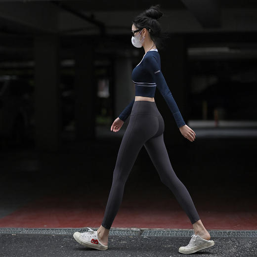 Beemen防卷边瑜伽裤女高腰外穿塑形健身长裤 商品图4