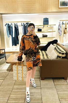 驴家24Fw秋冬新款马赛克渐变棋盘格Monogram花㚏针织毛衣男女同款（UY*DQJB）