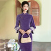 紫色加厚国风中式改良旗袍，复古长袖马甲两件套拜年服ZQYS-SC20463 商品缩略图4