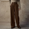 Famecoco范可儿中式宽腰头盘扣梭织宽松直筒显瘦长裤FAC8GA008 商品缩略图0