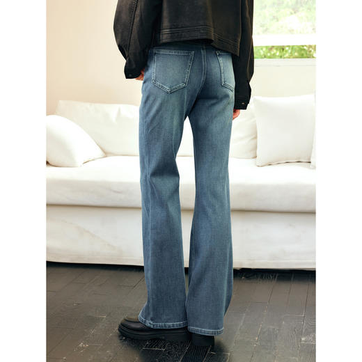 OLrain欧芮儿美式蓝色牛仔裤女冬季2024年新款时尚通勤复古微喇裤 商品图4