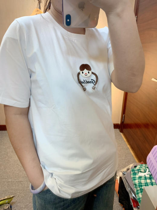 水淼2025春新品纯棉显瘦百搭刺绣小女孩大码短袖T恤0257 商品图2