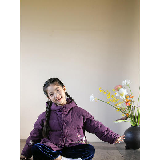 牧衣游原创 亲子装刺绣厚实棉短羽绒保暖蓬松连帽外套童装 童趣 商品图1