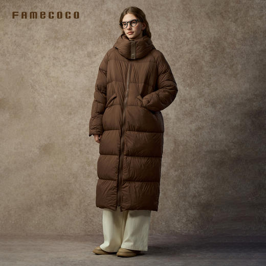 Famecoco范可儿户外极寒加厚过膝连帽白鸭绒长款羽绒服FAC8AH019 商品图3