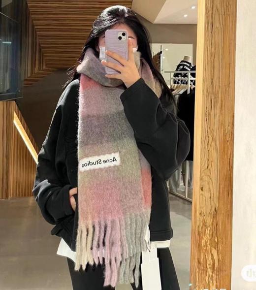 AcneStudios2024年爆款到货！️，ACNE新款羊驼毛马海毛彩虹围巾 商品图3