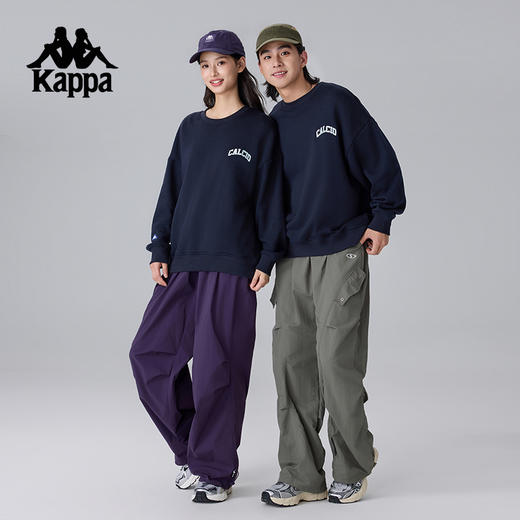 Kappa卡帕背靠背运动卫衣女新款刺绣圆领针织套头衫休闲上衣男士K0FW2WT18 商品图3