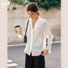 OLrain欧芮儿米白色V领衬衫女春季2025年新款简约通勤长袖衬衣 商品缩略图0