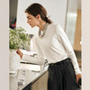 OLrain欧芮儿白色长袖T恤女冬季2024年新款通勤百搭珍珠丝巾上衣 商品缩略图1