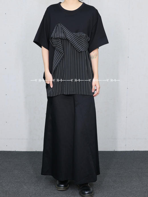 Y's ｜ 条纹拼接不规则T恤 商品图0