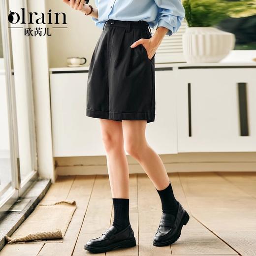 OLrain欧芮儿黑色休闲裤女春季2025年新款百搭职场通勤气质短裤 商品图3