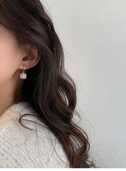 小众品牌小米珠方糖925银针脱敏耳环 商品图5