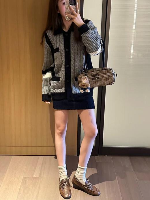 缪缪秋冬新款翻领麻花针织开衫（UY*GH215） 商品图4