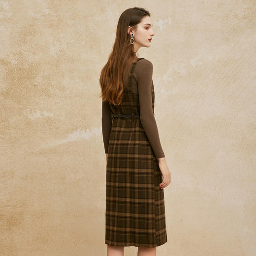 PH809斯尔丽24新款半高领高弹内搭搭配格子长裙保暖淑女套装连衣裙 商品图1