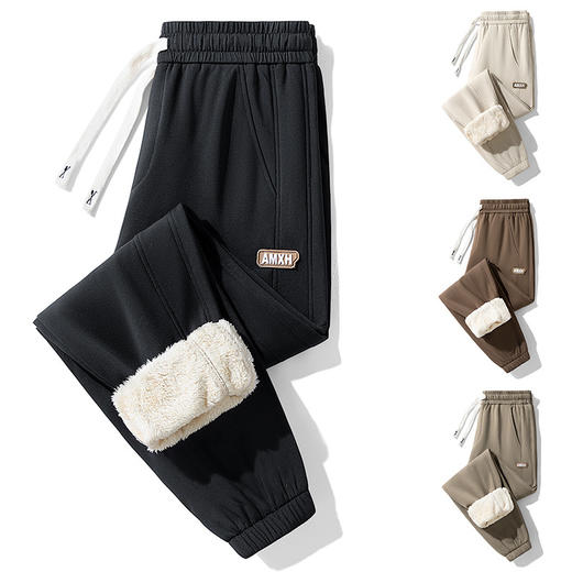 红览 休闲裤男士羊羔绒秋裤冬季加绒棉裤加厚运动裤子520 商品图3