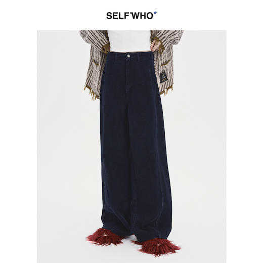 SELFWHO复古水洗做旧牛仔裤女2024秋冬小个子高腰宽松廓形阔腿裤 商品图0