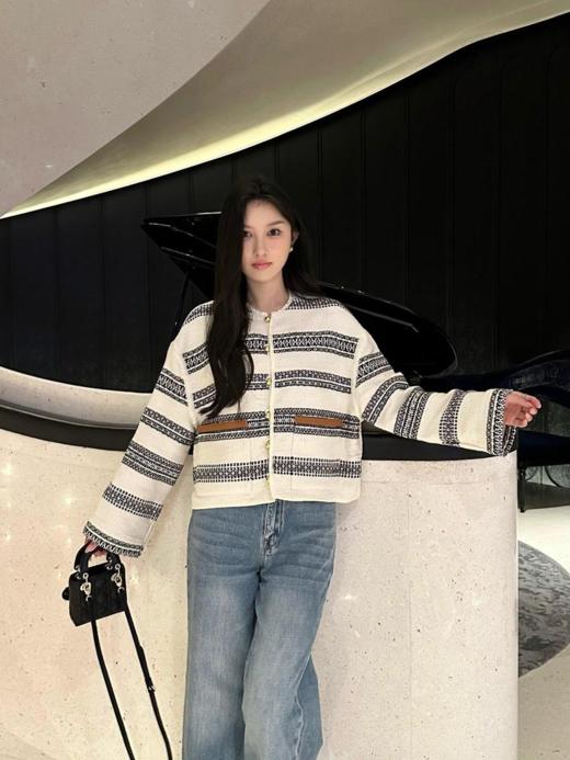 Celin*24Fw早秋新款粗花呢条纹开衫夹克外套（U） 商品图3