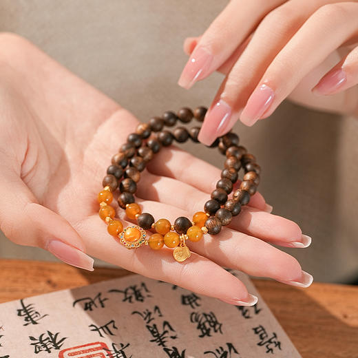 【蜜糖·老山檀蜜蜡手串·带证书】敦煌福泽小众祈福老山檀手串 商品图13