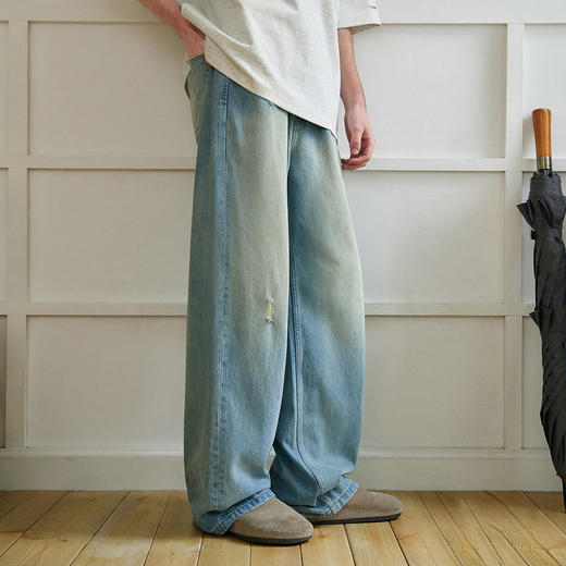 714street复古莱赛尔天丝牛仔裤男2025春季新款宽松直筒休闲长裤 商品图3