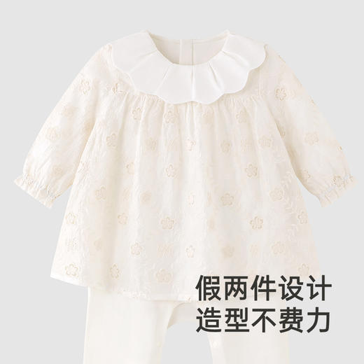 【高定系列】英氏婴儿连体衣春夏长袖假两件连体衣休闲女宝宝衣服 商品图2