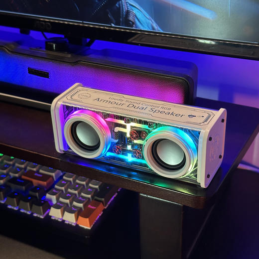 【透明机甲，双响低音炮蓝牙音箱】透明机甲蓝牙音箱 双响炮双喇叭 低音炮小钢炮 桌面户外音响 炫彩灯光-QQ 商品图1