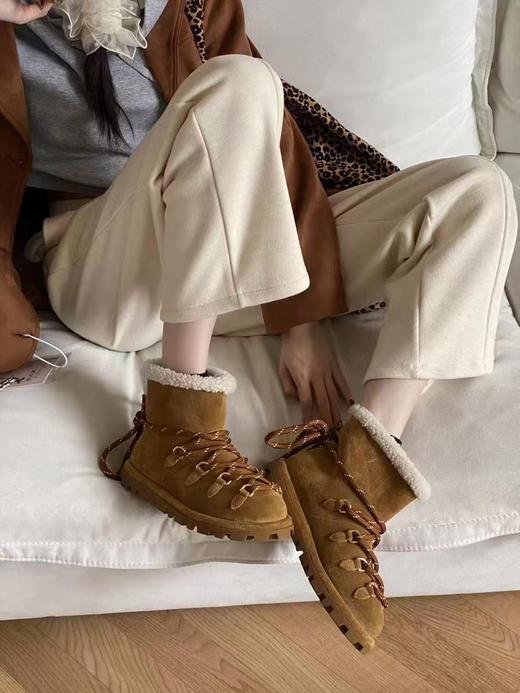 缪缪2024ss秋冬走秀款绑带羊毛小短靴雪地靴毛毛鞋（UX*HD） 商品图7