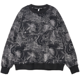 WY35新款热带海滩素描感印花卫衣男女秋季休闲宽松时尚长袖上衣