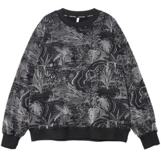 WY35新款热带海滩素描感印花卫衣男女秋季休闲宽松时尚长袖上衣 商品图0