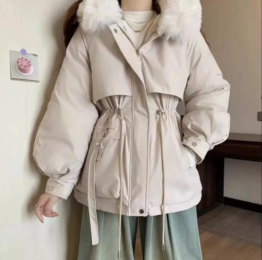 万人迷大毛领加厚派克服 收腰显瘦 加绒加厚 皮毛一体外套女 可拆卸内胆 商品图2