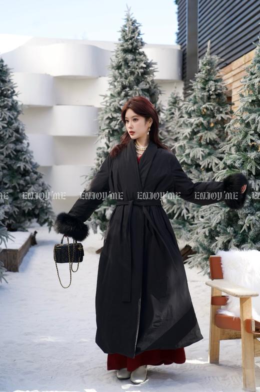 【门店同款】ENJOY冬季从“绒”冬日V领系带长款羽绒服 160444743 商品图0