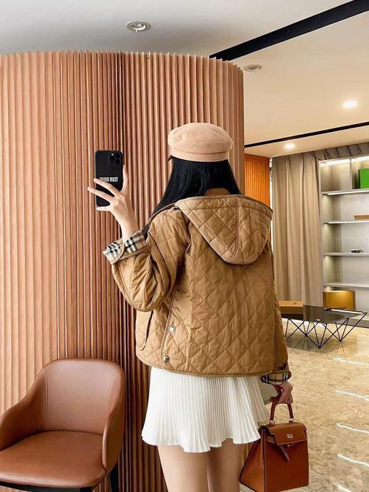 巴家 灯芯绒领拼接绗缝菱格连帽棉衣外套（UY*GH215） 商品图13