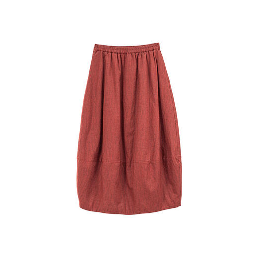 绽放830朵/秋冬亚麻棉脏染松紧腰铺棉花苞半裙百搭复古文艺中长裙 商品图3