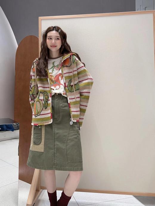 GARC*N24FW秋冬新款豌豆提花拉链针织连帽外套（UY*DQJB） 商品图9