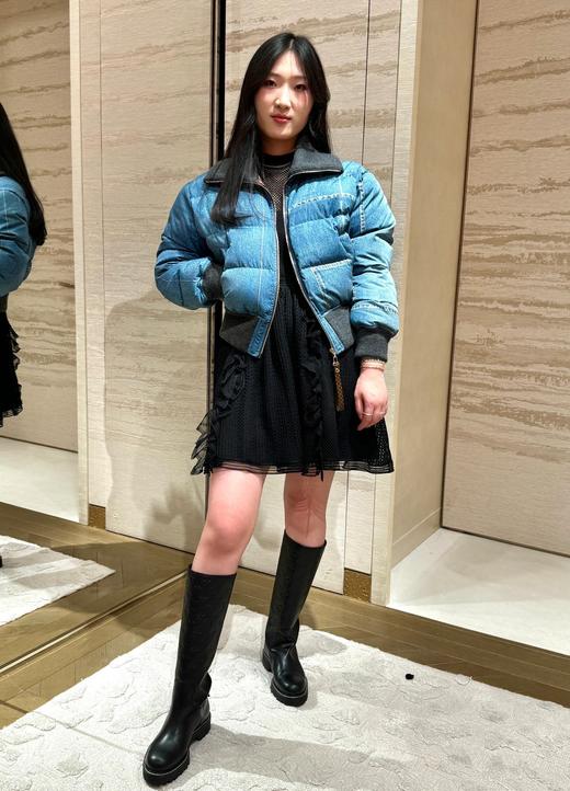 驴家24FW秋冬滑雪系列新款高领重工水洗短款牛仔羽绒服外套（UY*DQJB） 商品图6