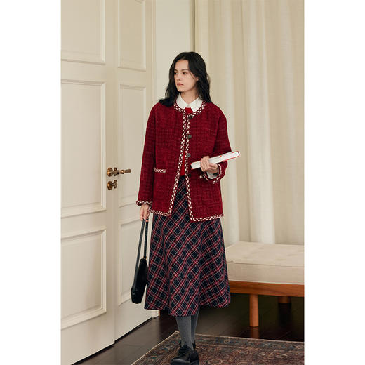 HeyDress法式复古小香风外套女冬季宽松圣诞红色优雅气质厚款上衣 商品图3