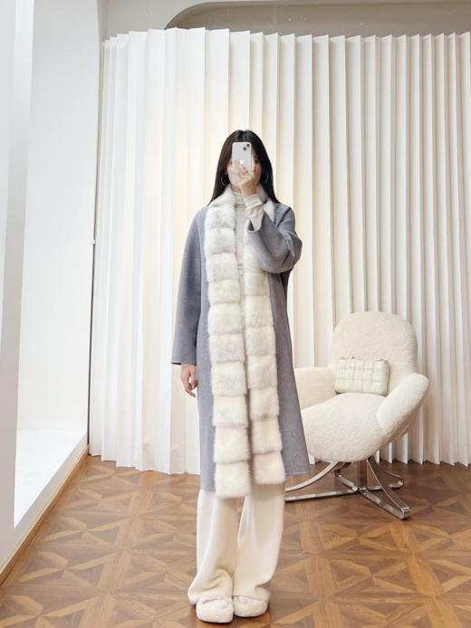 LP老钱风轻奢进口十字水貂领双面羊绒大衣（UY*XHD） 商品图8