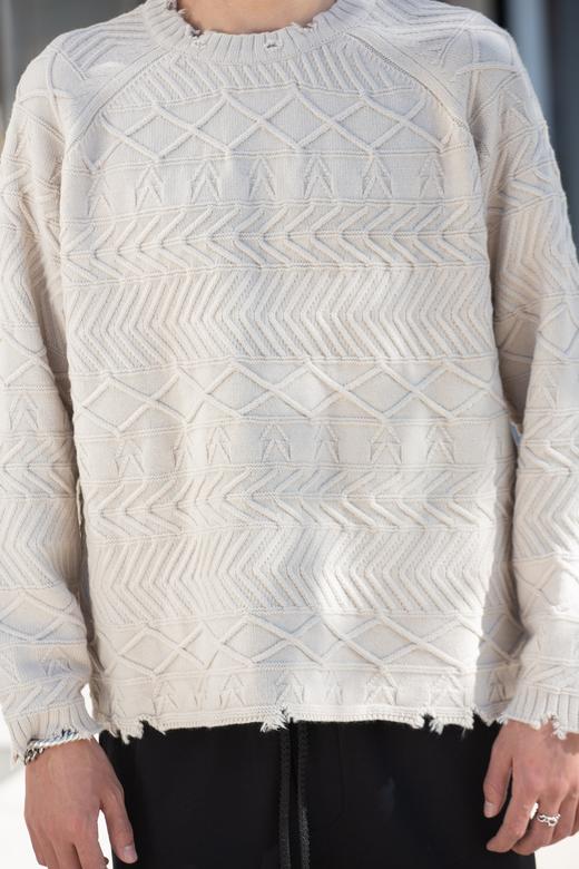 W340843194破洞提花针织衫 商品图1