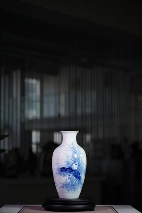 青花春芦雁觅食图