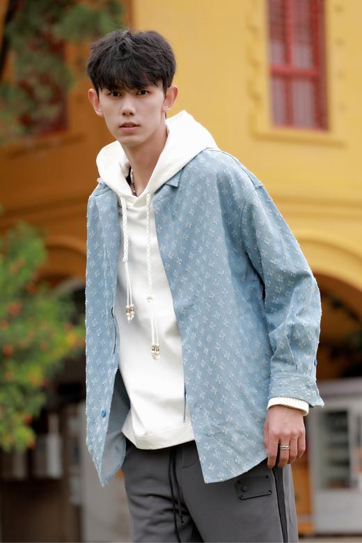 W332425185磨破肌理衬衫外套 商品图3